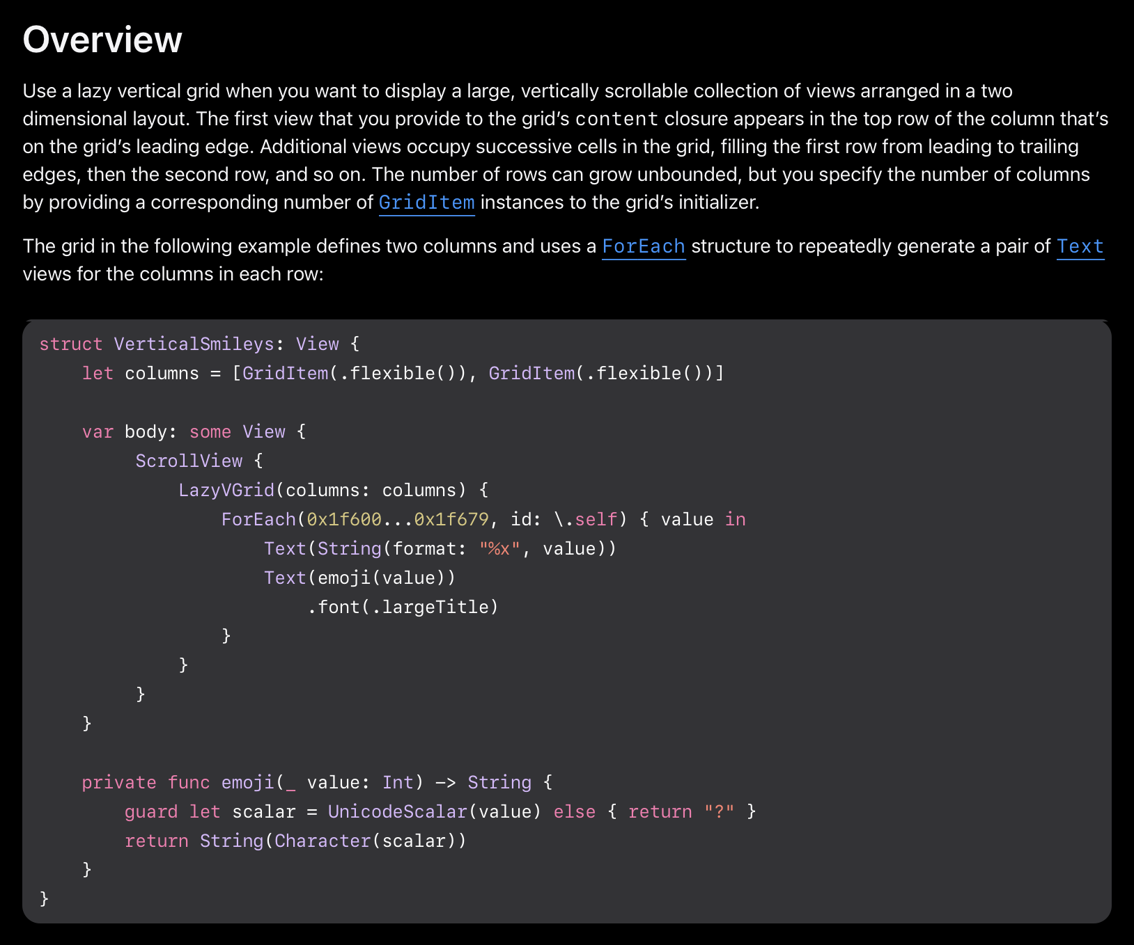 Apple_developer_docs - LazyVGrid