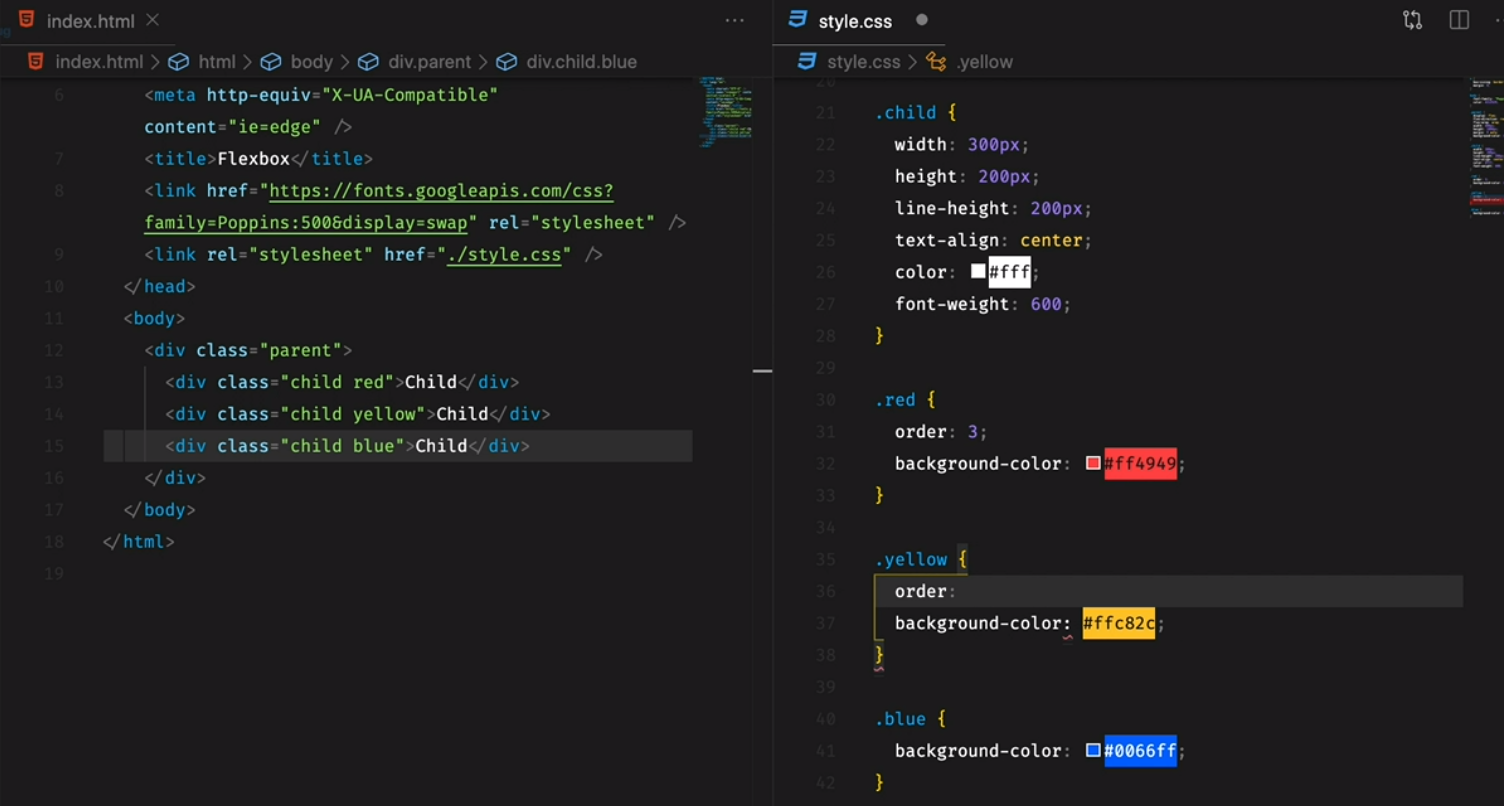 Order Html CSS Float / Position / Flex