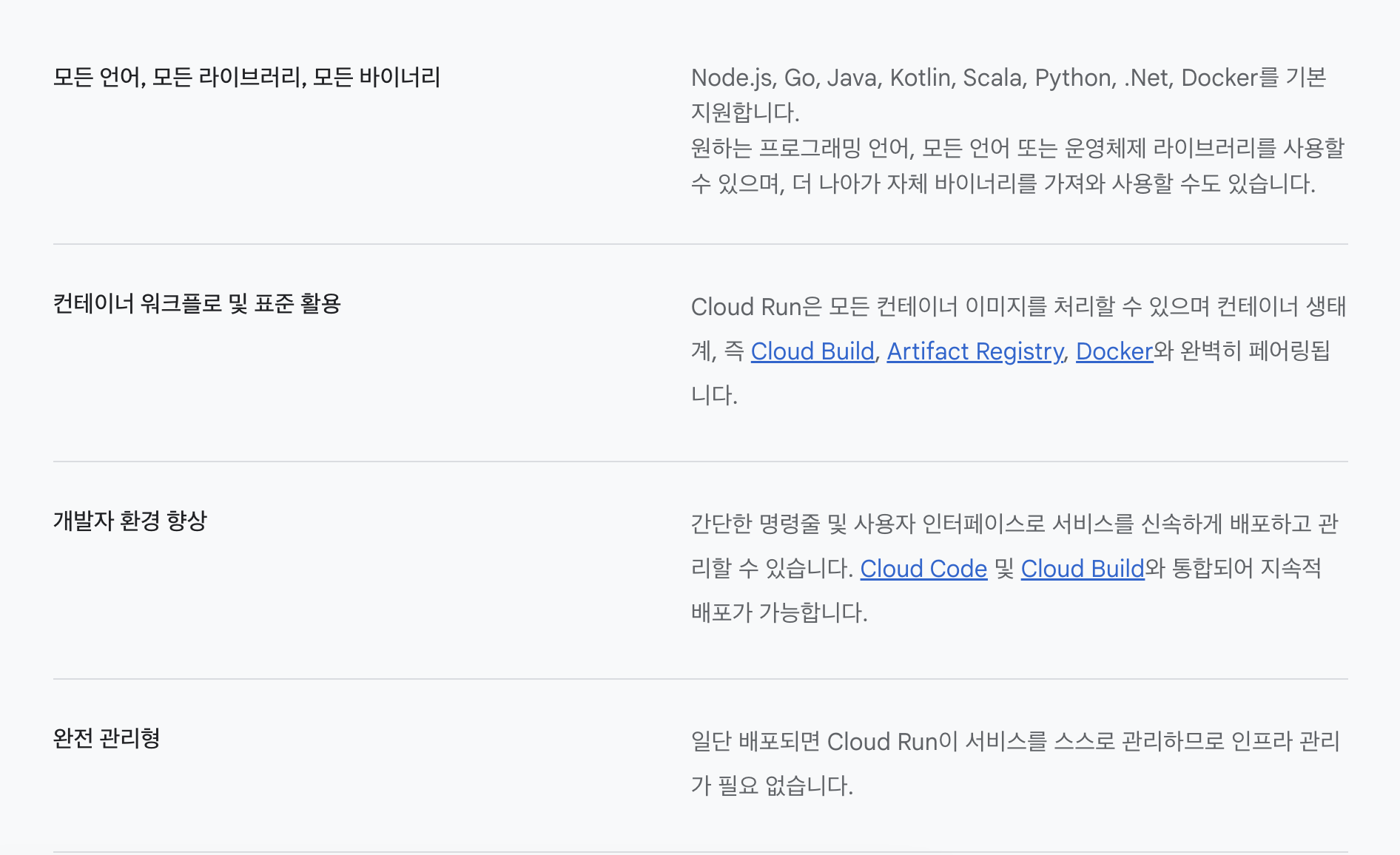 Cloud Run 주요기능