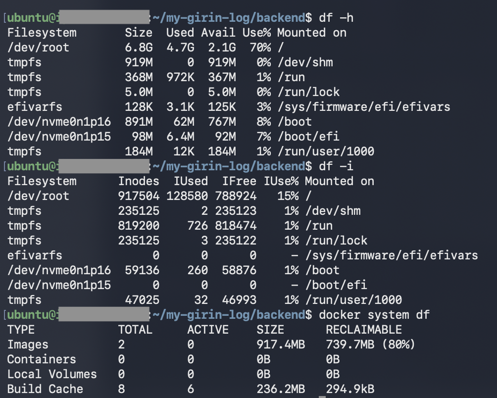 EC2 디스크와 Docker 사용량 확인