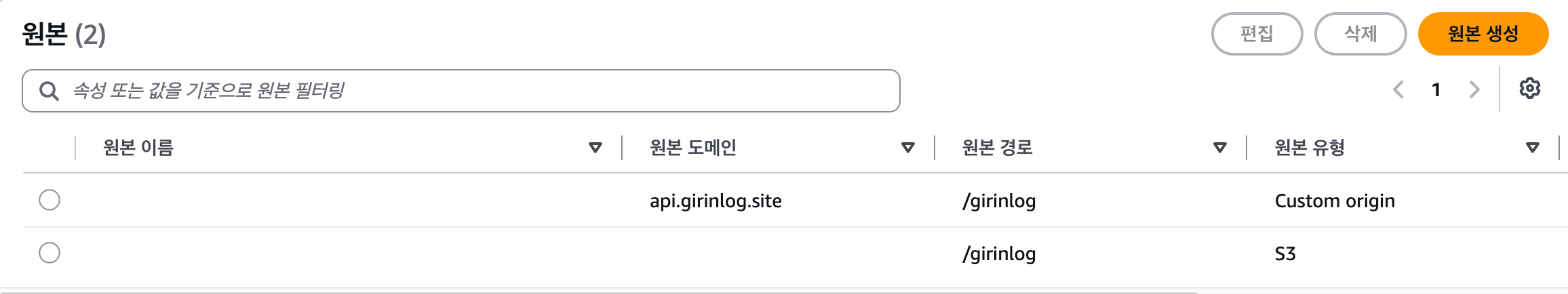 CloudFront Origin 설정