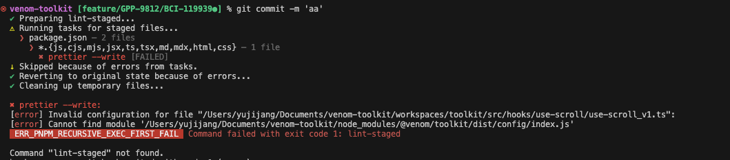 lint-staged error