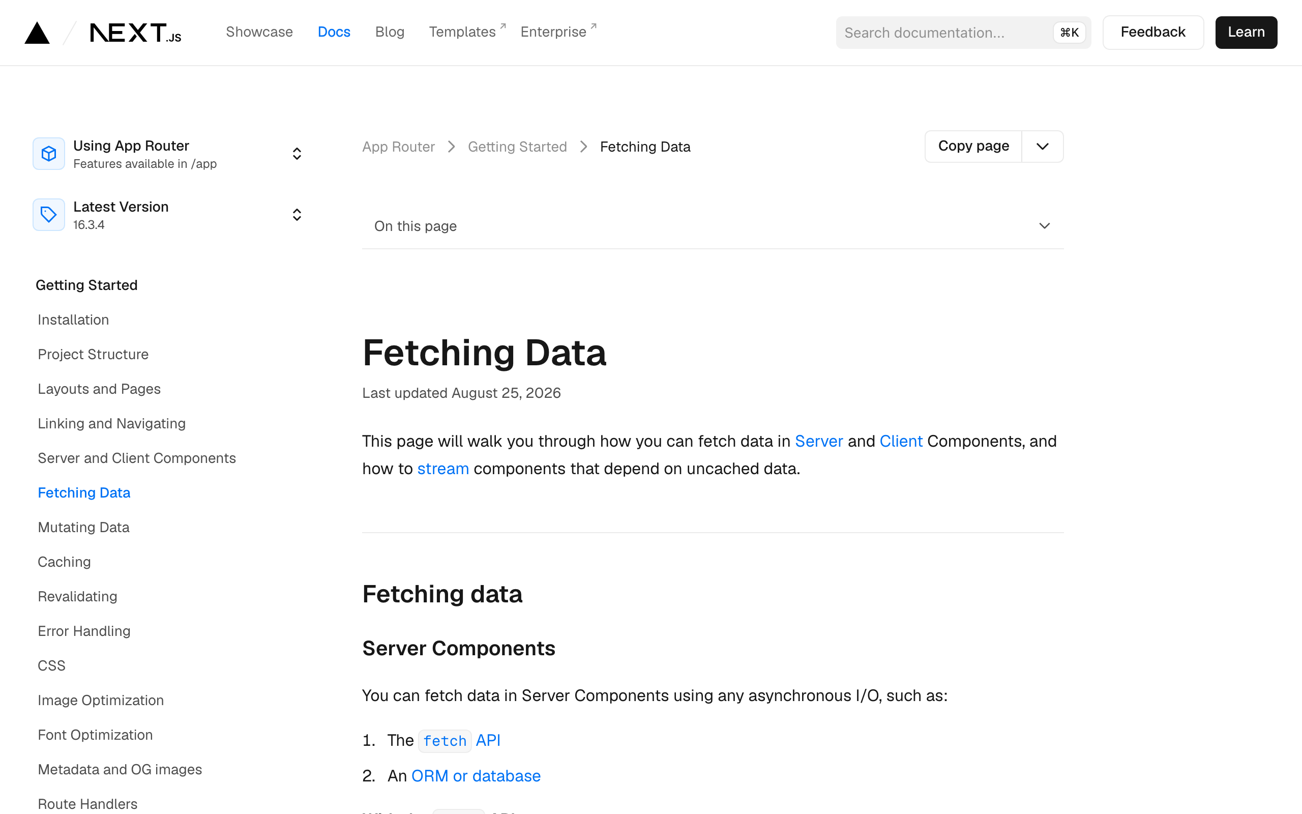 Next.js Fetching Data 문서