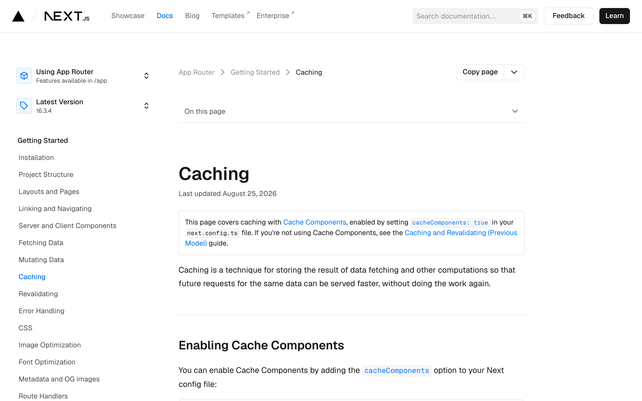 Cache Components 문서