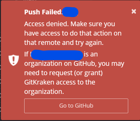 gitkraken push failed access denied