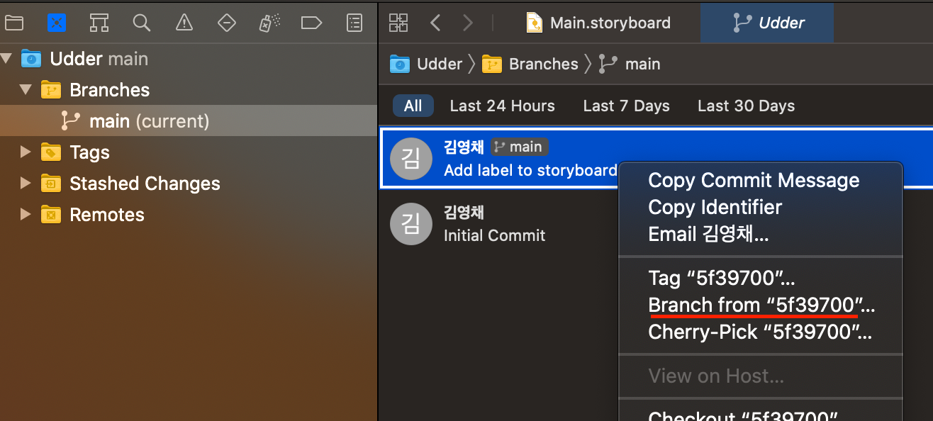 iOS & Swift 공부 - Xcode 를 이용한 Source Control