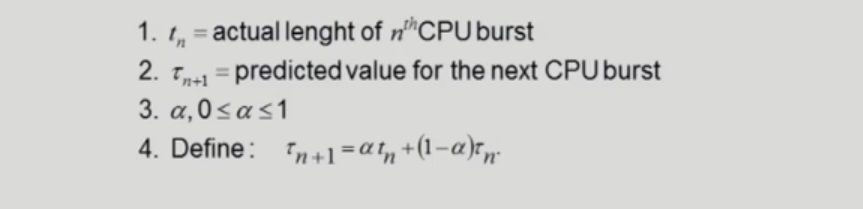CPU burst time exponential averaging
