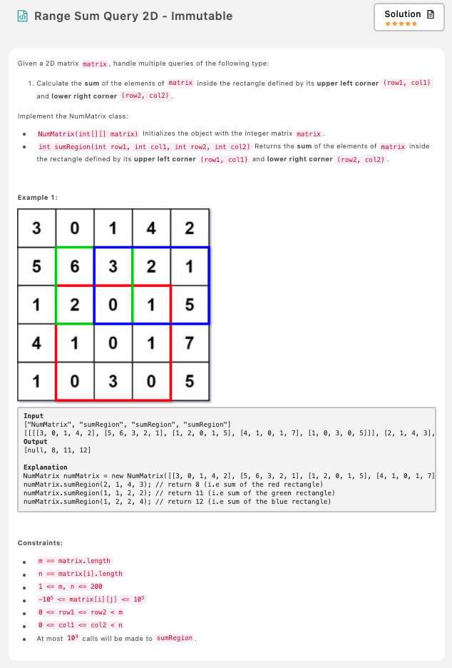 [Leet Code] Range Sum Query 2D - Immutable