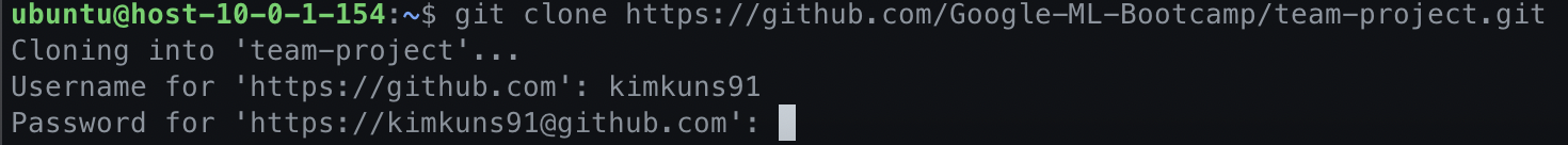 Git 인증 요청