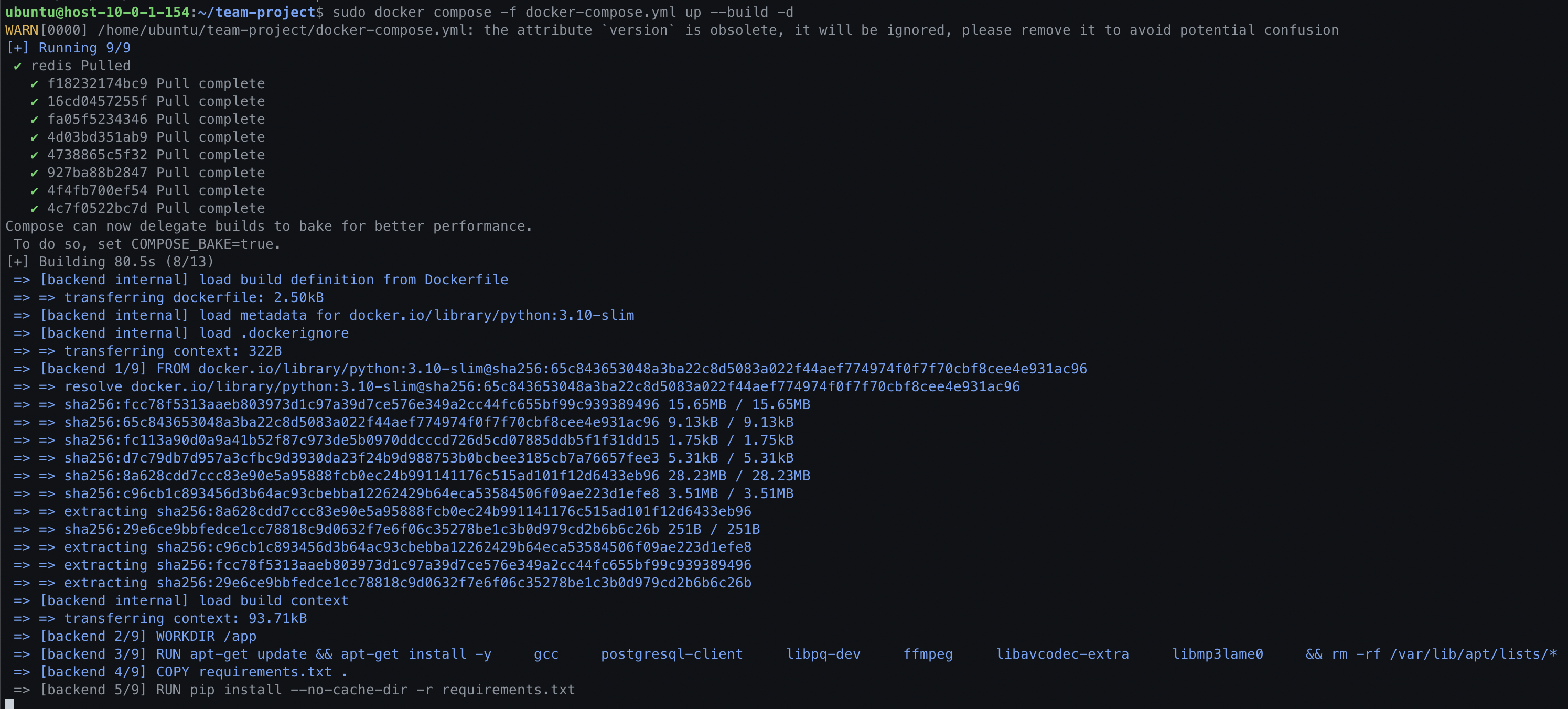 Docker Compose 빌드 중