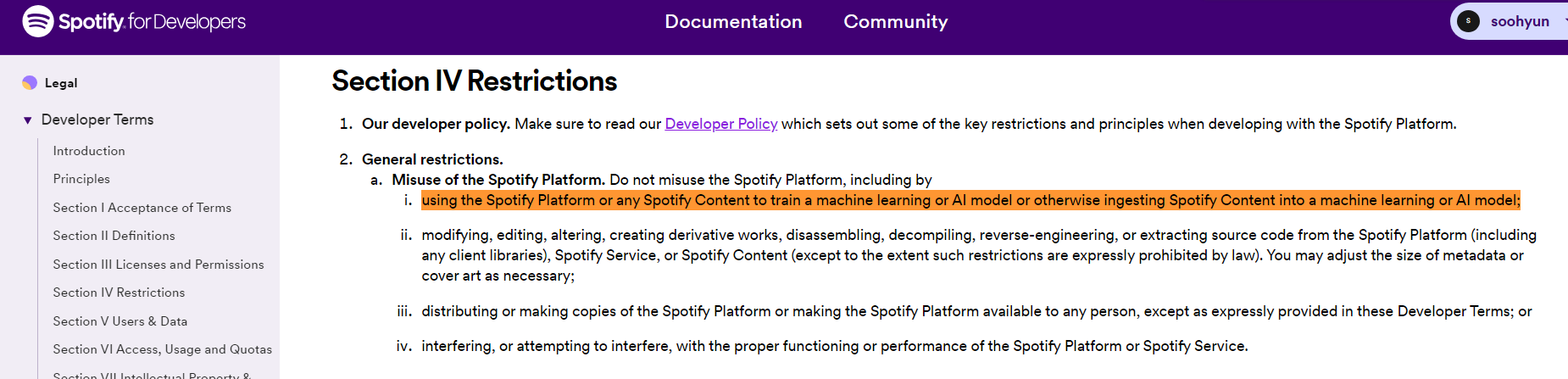 Spotify Developer Term