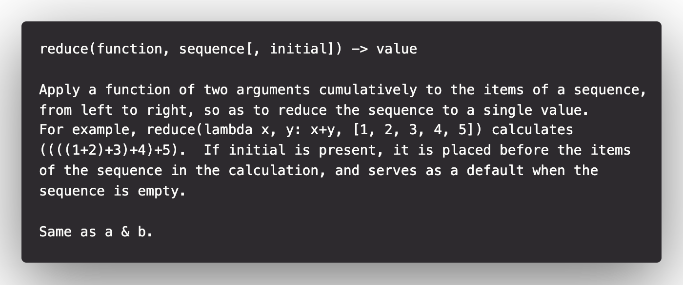 reduce, operator ; Python