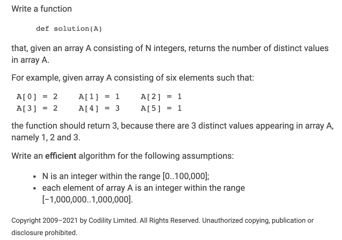 codility-distinct