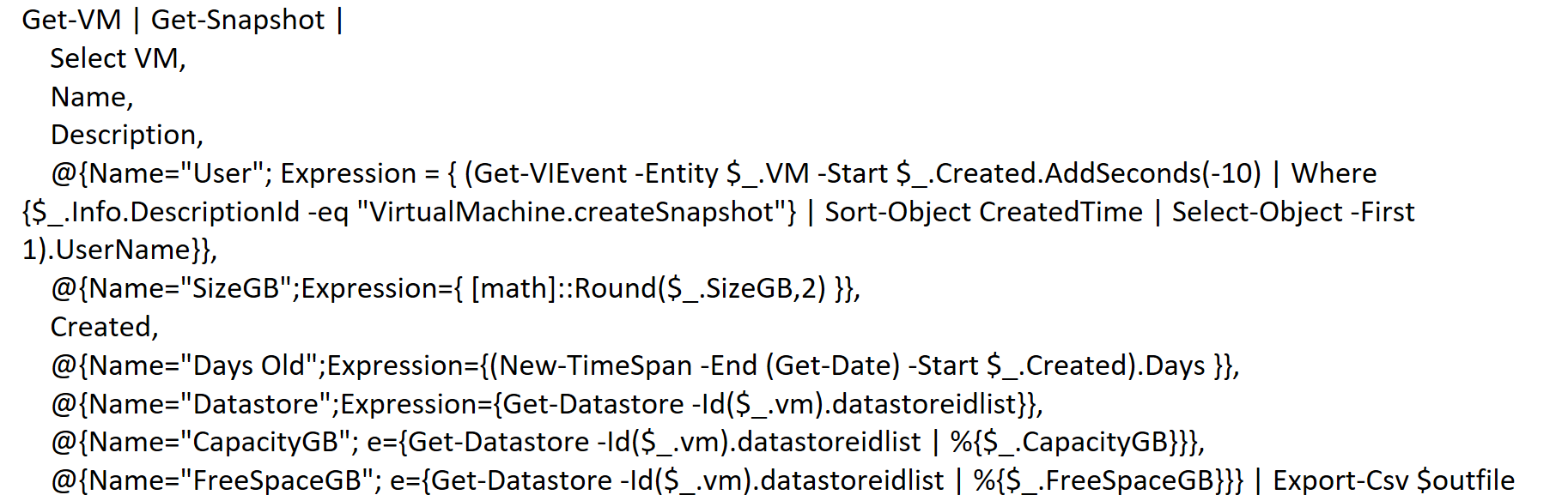 powercli-get-existing-vm-snapshot-list-from-vcenter-host-and-send-an