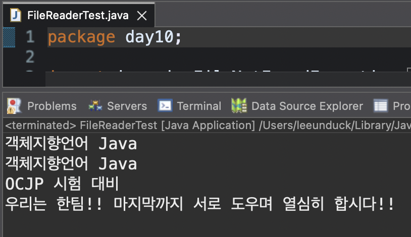 FileReaderTest 실행 결과