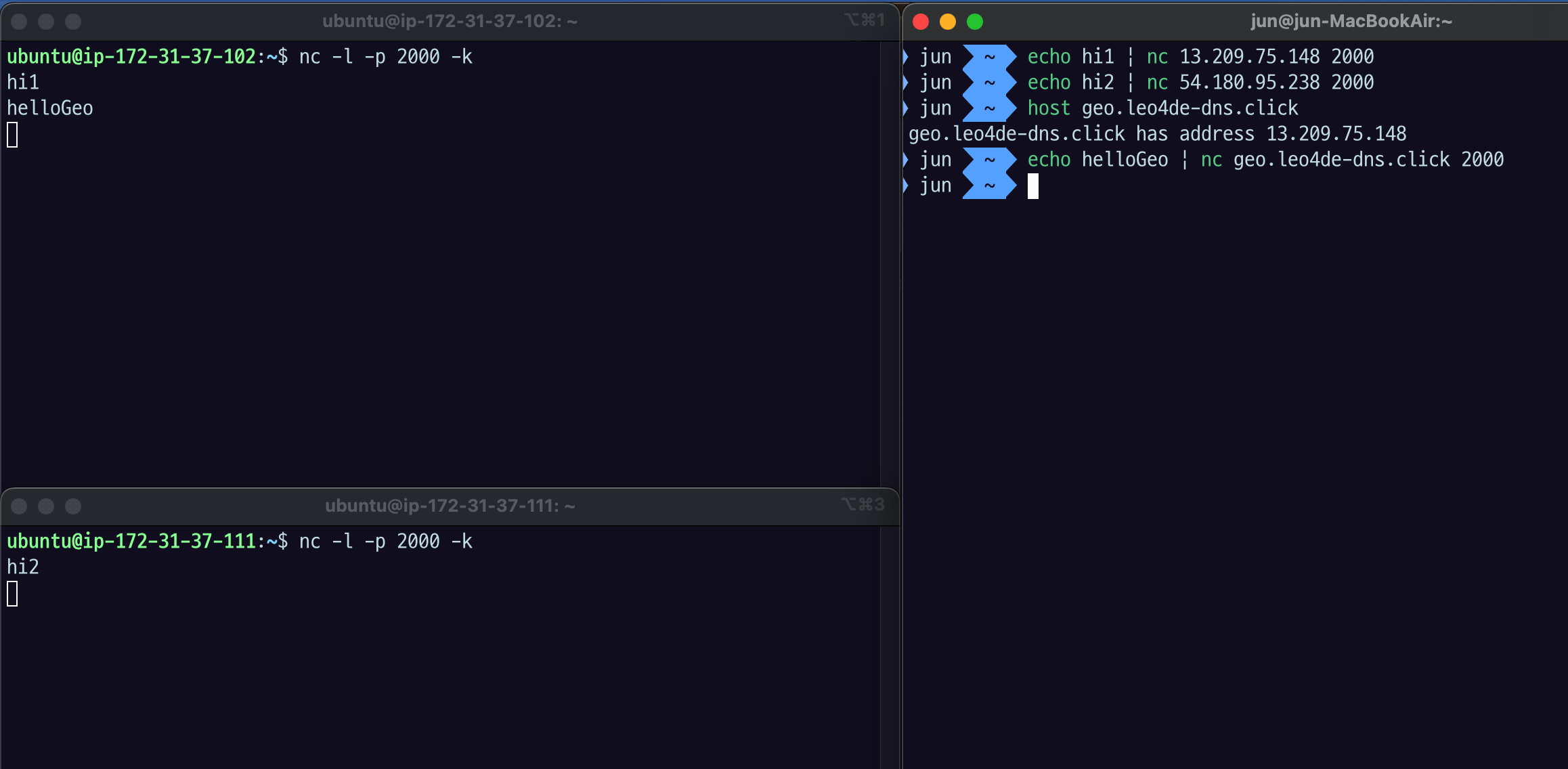 echo helloGeo 결과