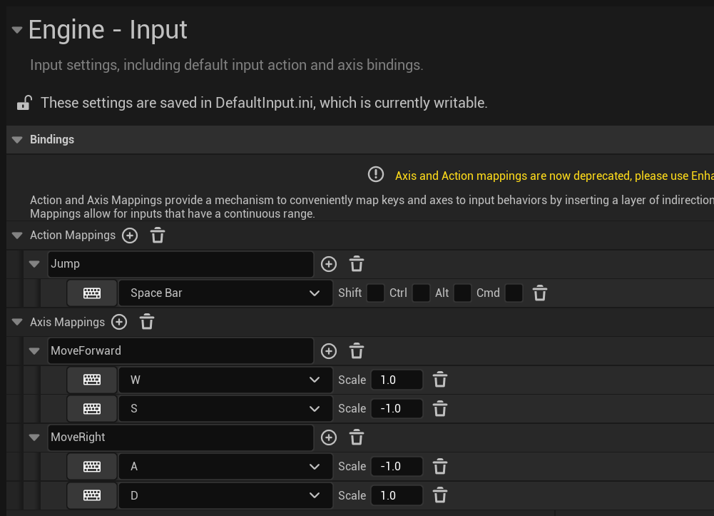 Project Settings Jump 액션 확인