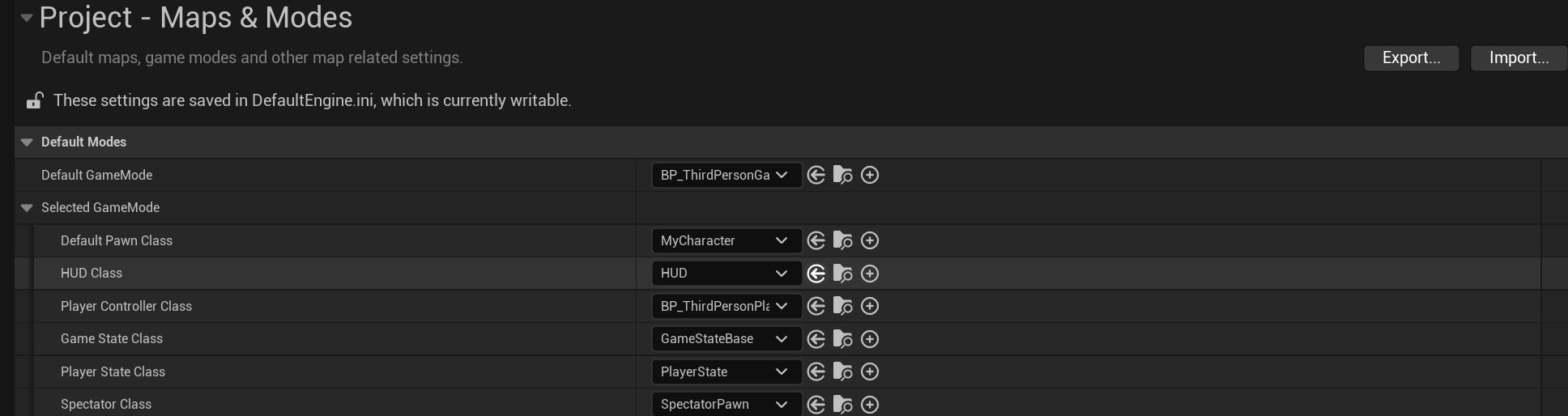 Project 세팅에서 Default Pawn Class MyCharacter로 변경