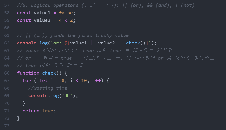 JS operator, if, for loop