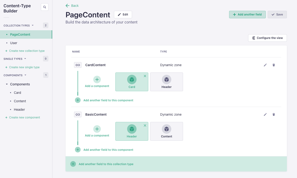 collection type - page content