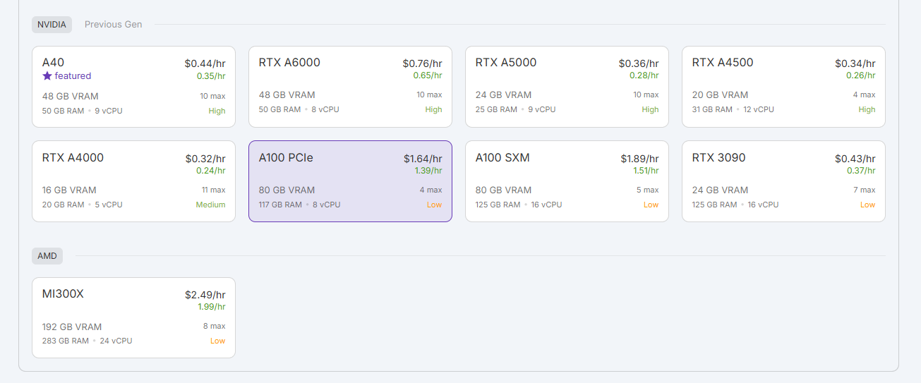 deploy 후 GPU 선택