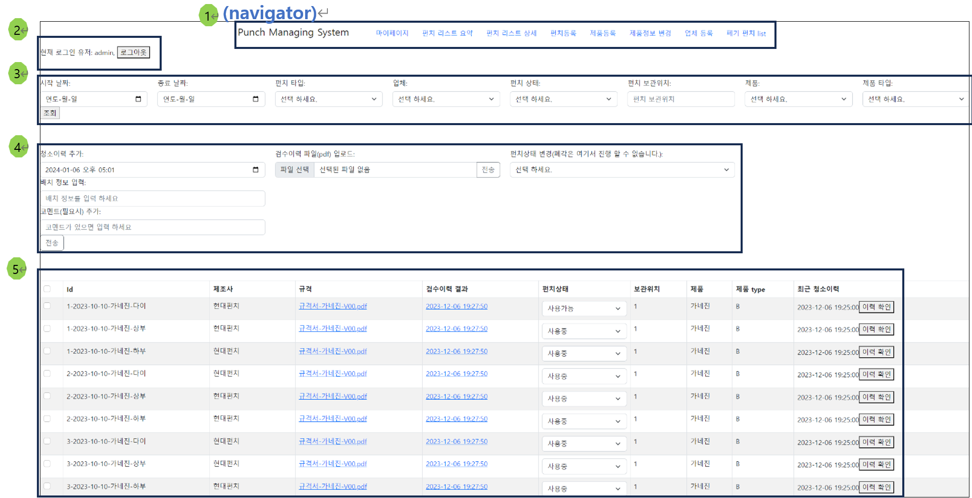 펀치 리스트 상세 page