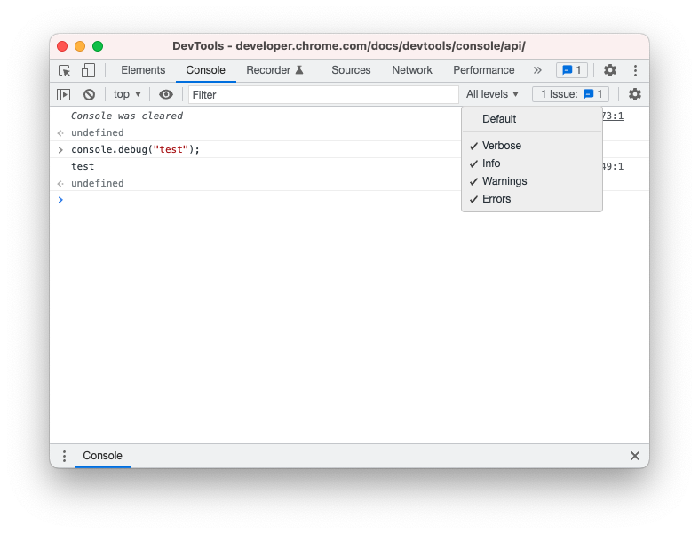 Chrome Devtools - Console + Console API