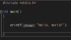 소스 코드 파일 작성 예(C언어)