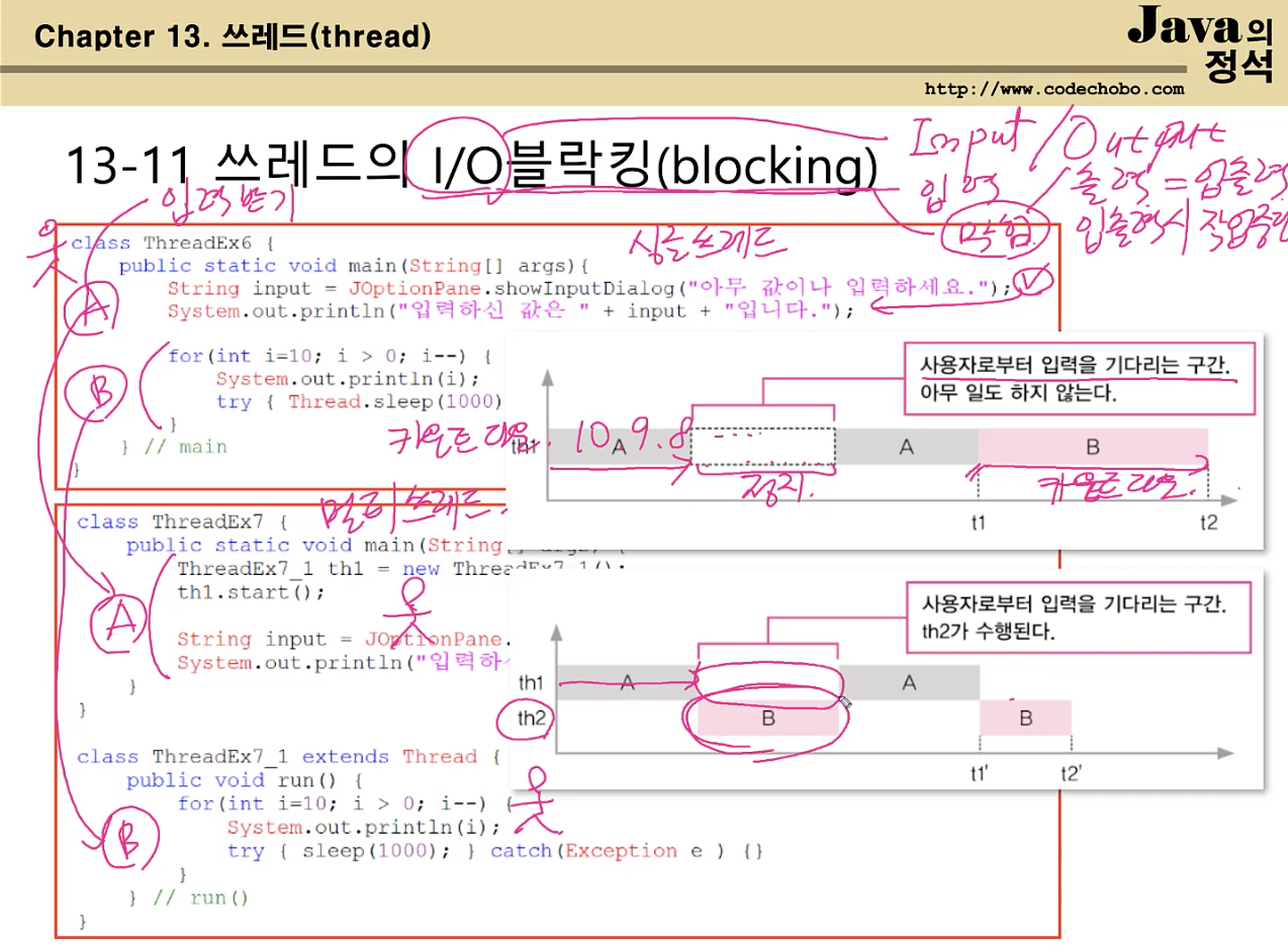 쓰레드의 I/O 블락킹(blocking)