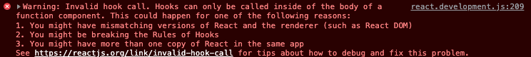react hook error