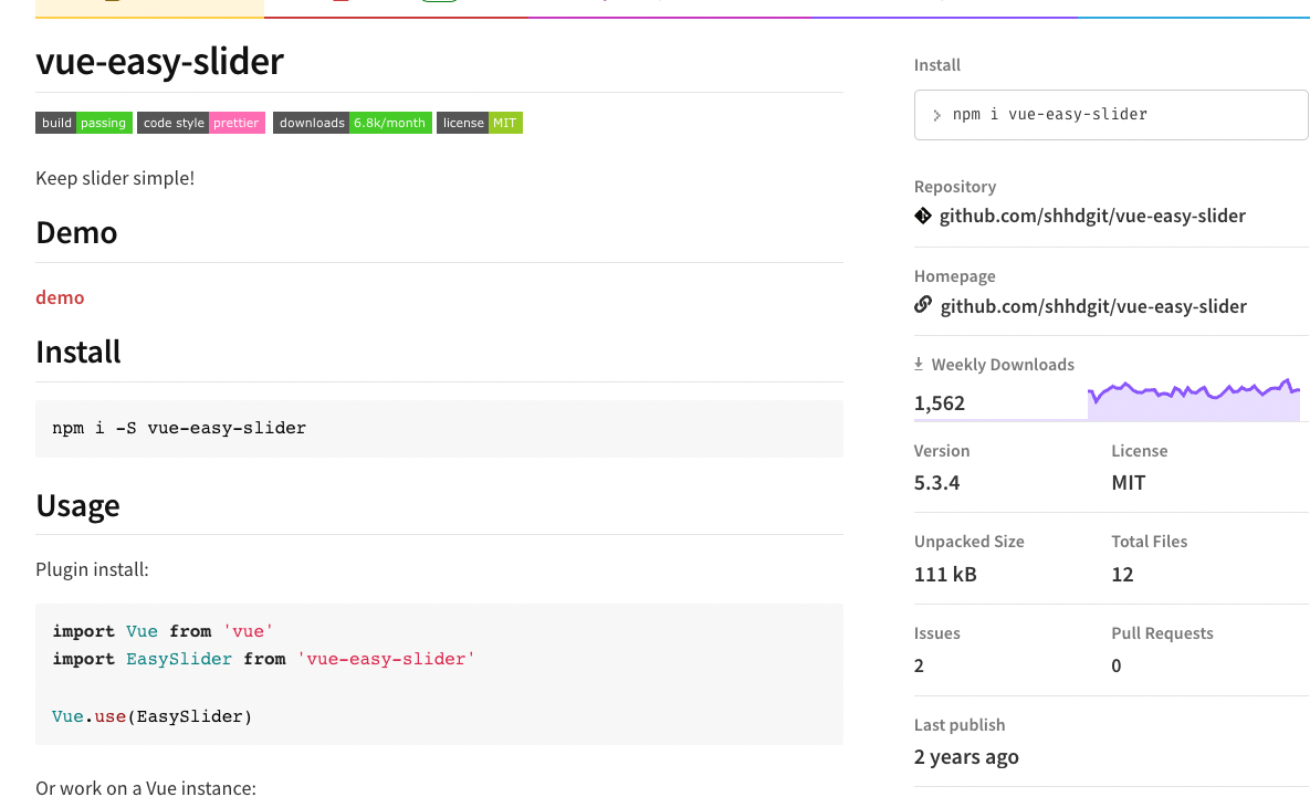 npm vue-easy-slider