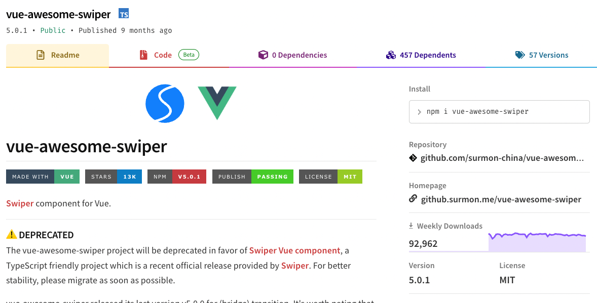 npm vue-awesome-swiper