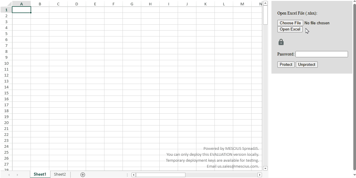 Open an .xlsx File in a JS Excel Viewer Control