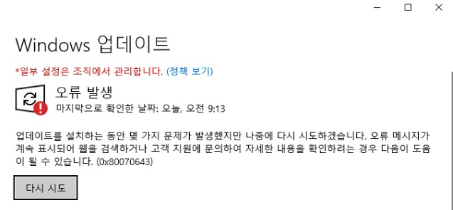 [Windows Server 2022] 보안 업데이트 오류 0x80070643