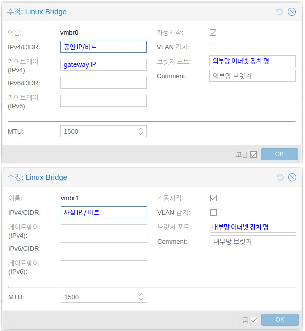 Linus Ridge 두 개의 이더넷 장치로 Public, Private Linux bridge 이용 시