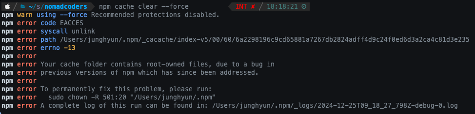 [NestJS] 프로젝트 생성시 오류 (Failed to execute command: npm install --silent)