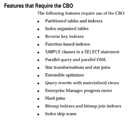 Figure 5. Features that require the CBO