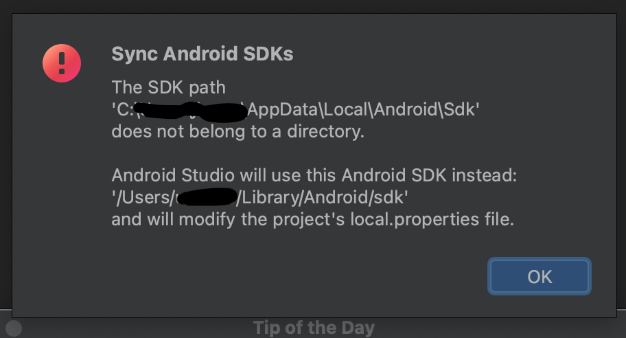 Warn:Sync Android SDKs