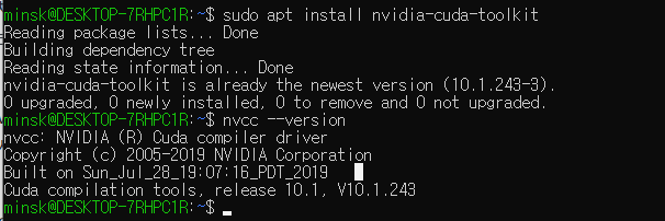 쿠다 버전 확인가능