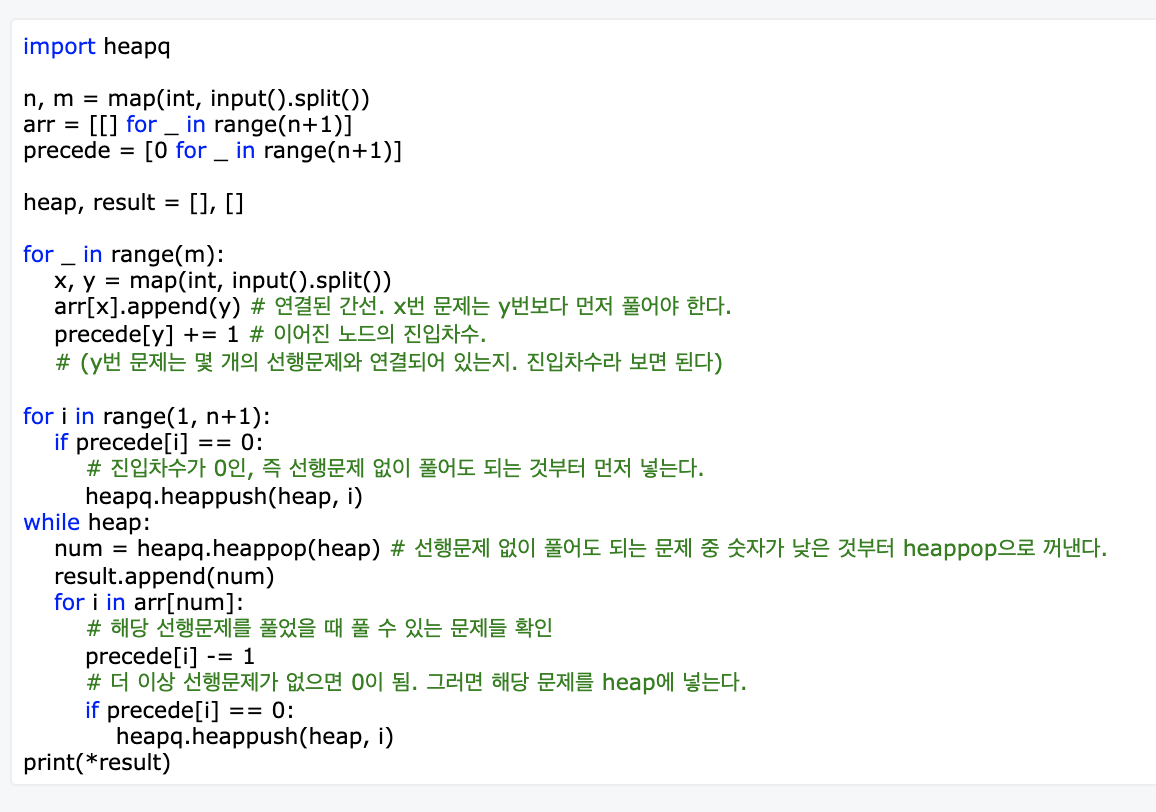 [힙] 1766번 문제집