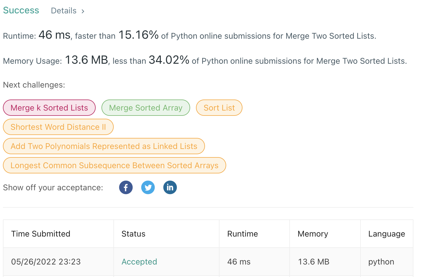 Leetcode21 Merge Two Sorted Lists 2137