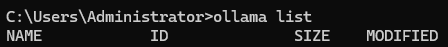 ollama list 결과