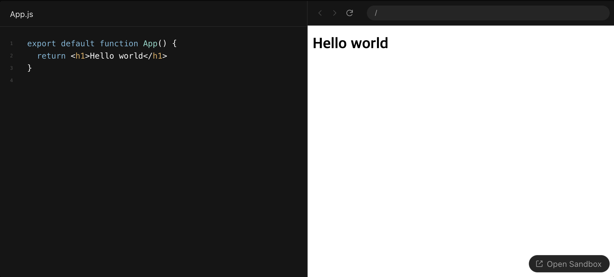 sandpack 예시 화면