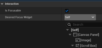 언리얼 에디터 내 UI 포커스 세팅 화면 캡처