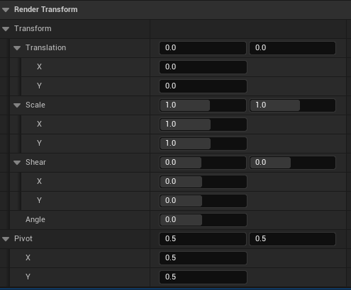 에디터 상의 Render Transform UI