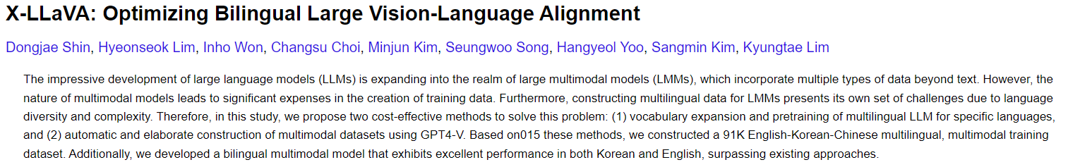 X-LLaVA: Optimizing Bilingual Large Vision-Language Alignment