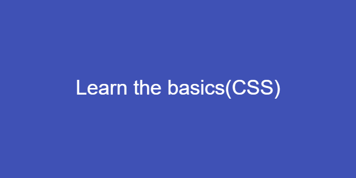 Learn The Basics(CSS)