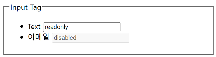 readonly vs disalbed