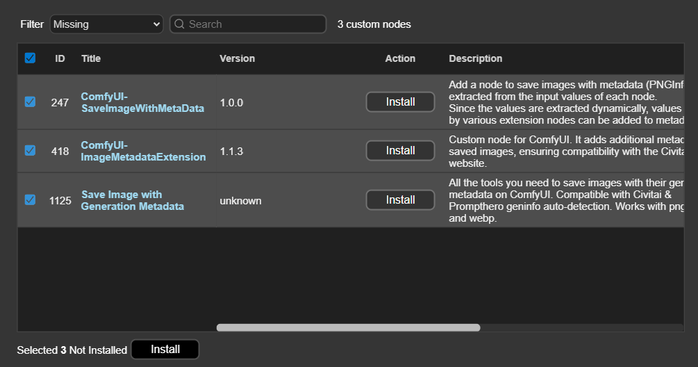 Install Misssing Custom Nodes